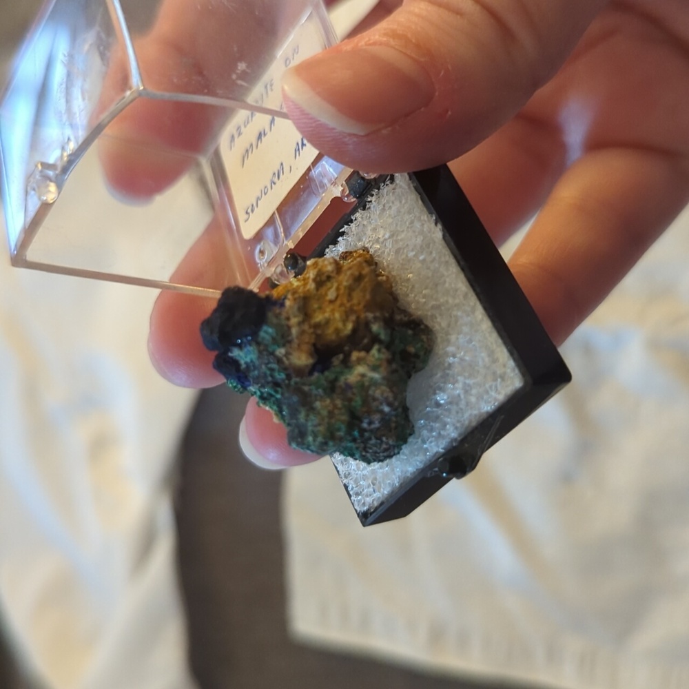 Azurite on malachite raw crystal